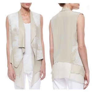 Elie Tahari $698 Betsy Distressed Lambskin & Silk Vest